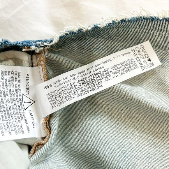 NWT Zara Denim Corset Crop Top Medium Distressed Raw Hem - Picture 6 of 6